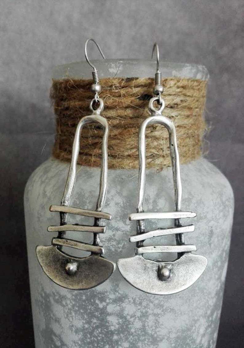 Vintage Statement Geometric Cross Earrings - product image 1