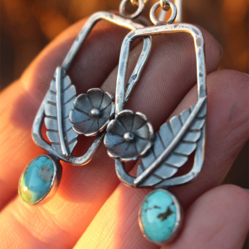 Turquoise Vintage Geometric Floral Earrings for Women - product image 1