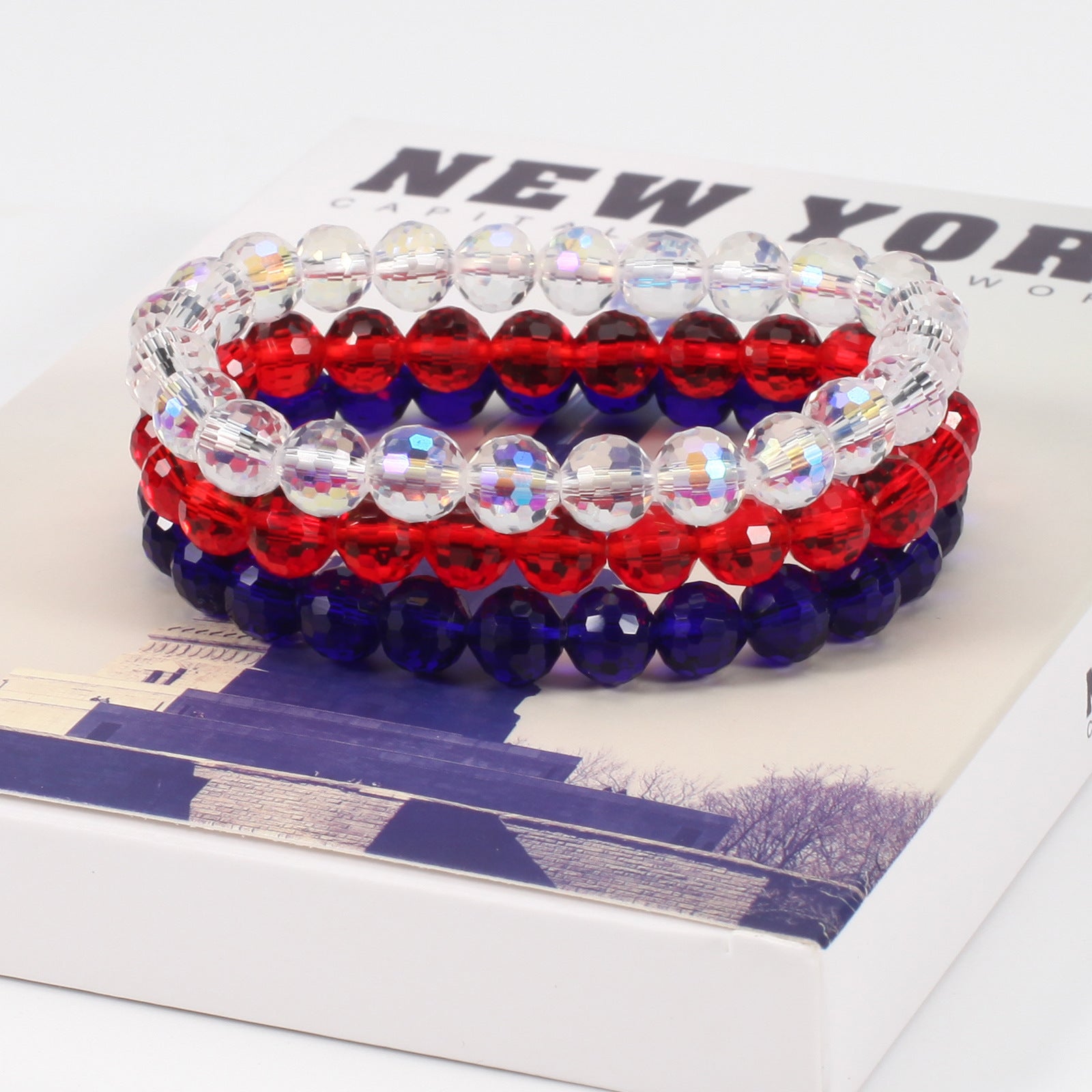 Flag Beaded Crystal Bracelet
