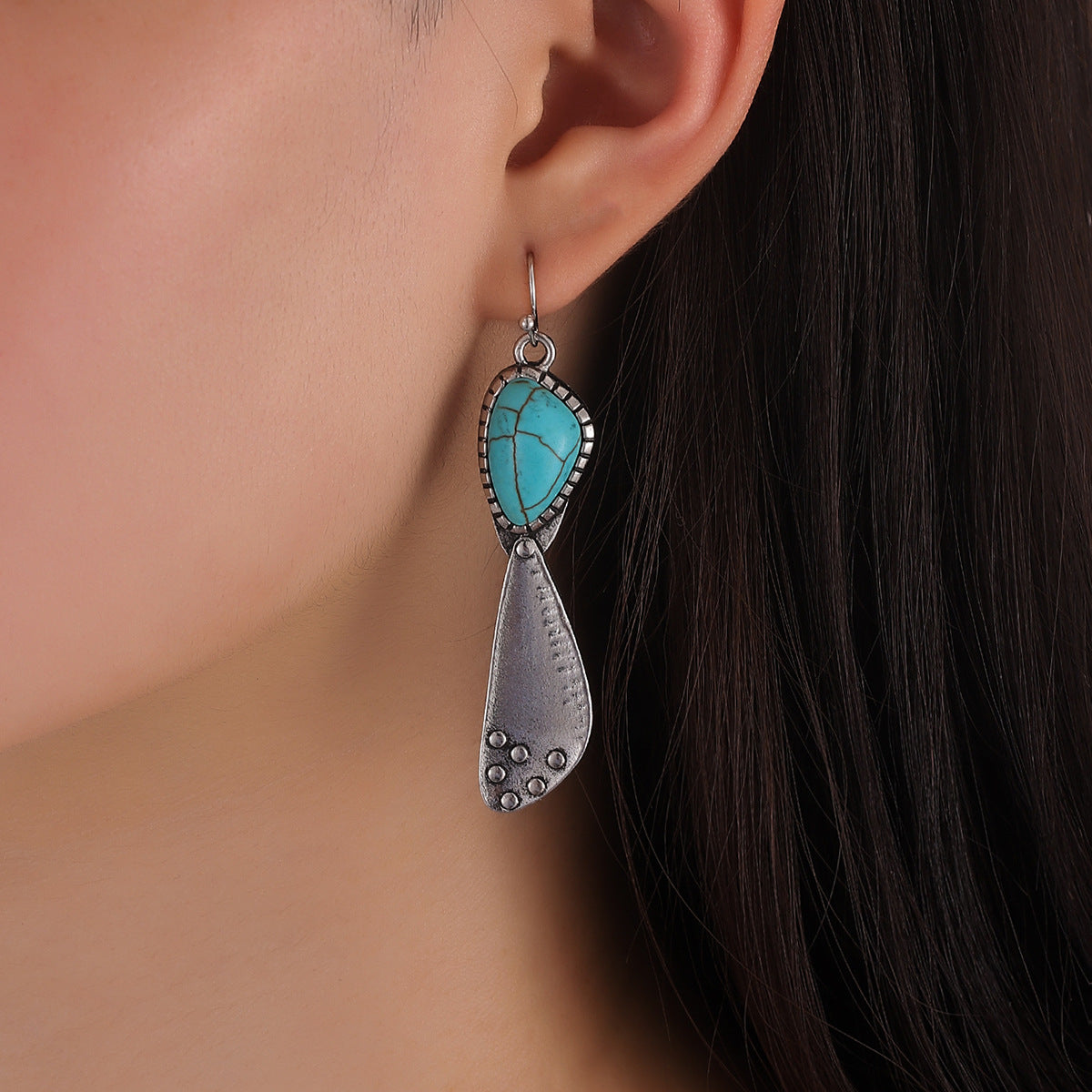Turquoise Vintage Geometric Earrings - product image 3