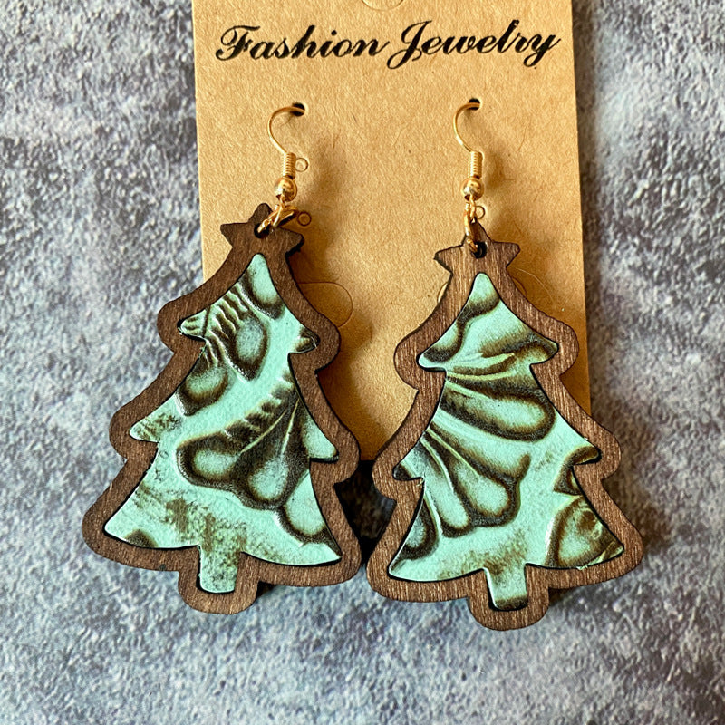 Western Vintage Wood Leather Earrings - product image 2