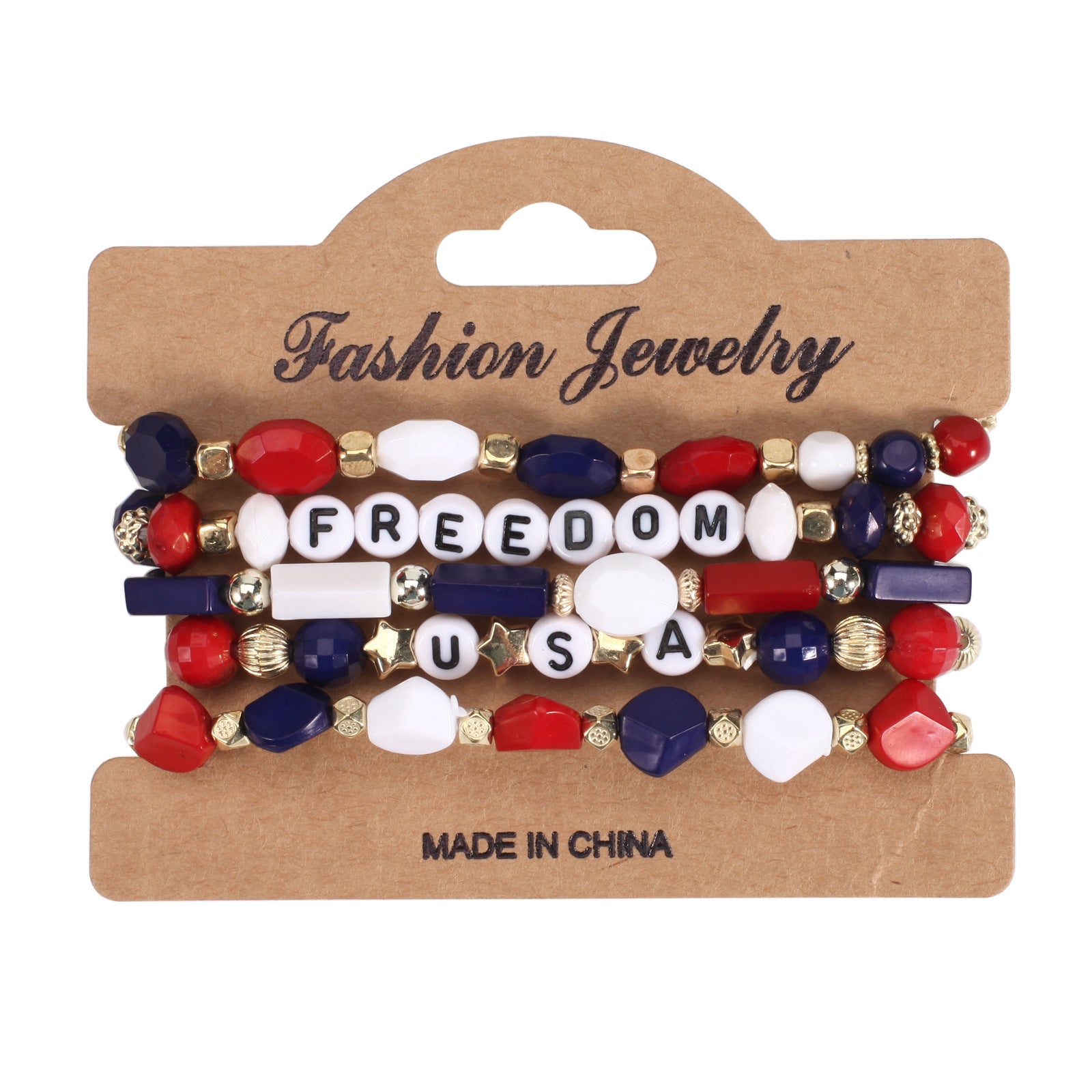 Flag Beaded Crystal Bracelet