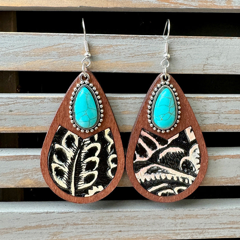 Western Vintage Horse Cross Leather Earrings - product image 8