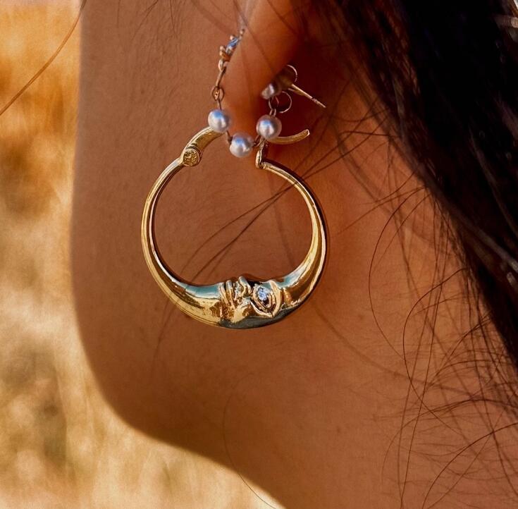 Boho Vintage Moon Cross Earrings - product image 4
