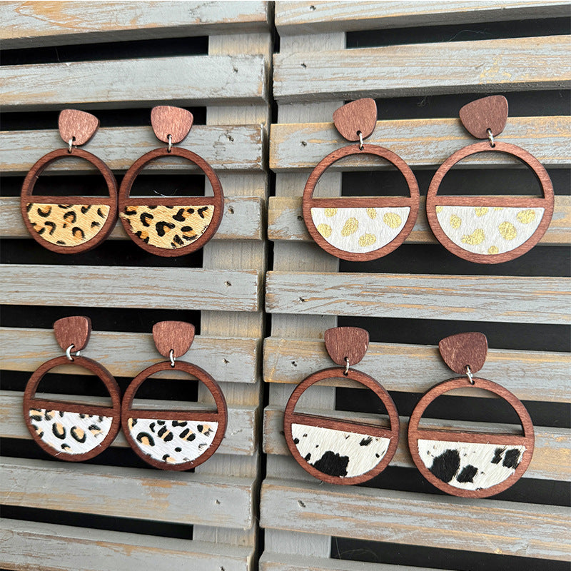 Western Statement Geometric Cross Leather Earrings - product image 1