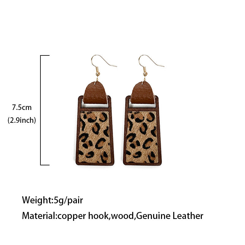 Western Statement Geometric Cross Leather Earrings