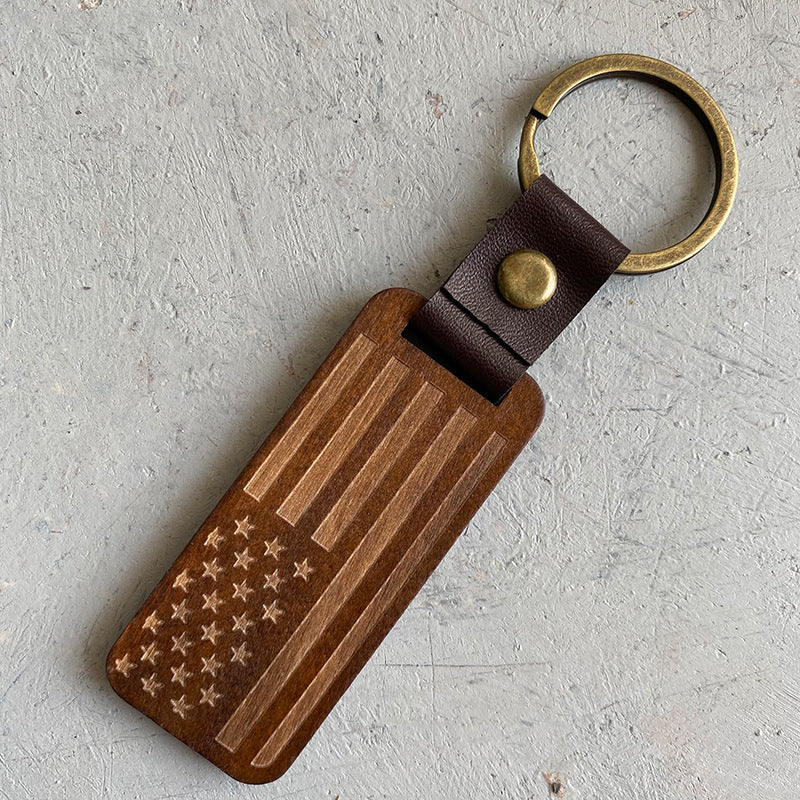 Vintage Cross Flag Wood Leather Necklace - product image 6