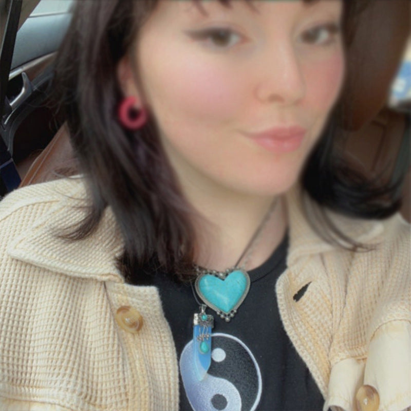 Western Turquoise Statement Heart Necklace - product image 3