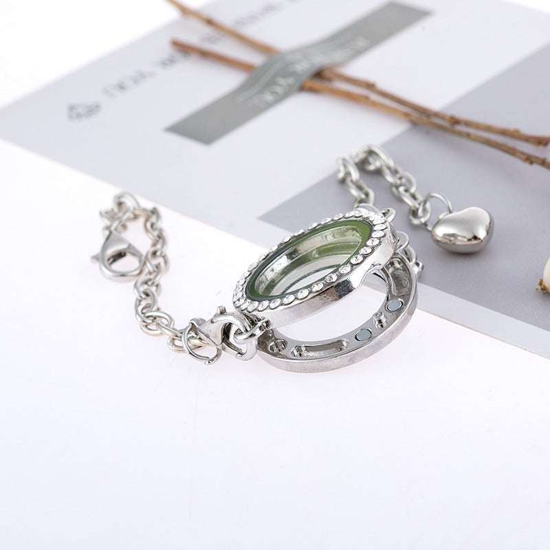 Style Diamond-encrusted Round Bracelet Can Be Opened Diy Photo Box - product image 2