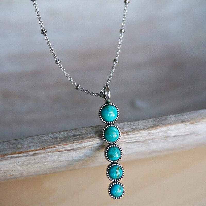 Turquoise Boho Vintage Cross Necklace