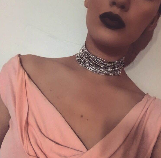 Multi-Strand Crystal Rhinestone Choker Necklace - product image 6