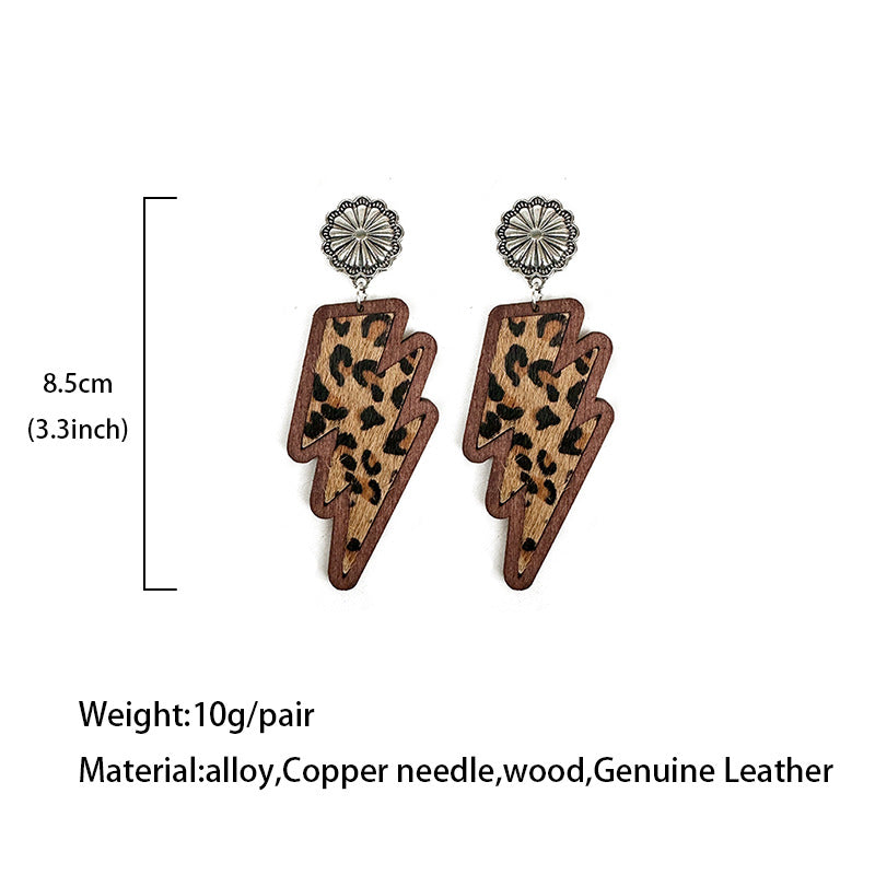 Western Cross Wood Leather Earrings - product image 4