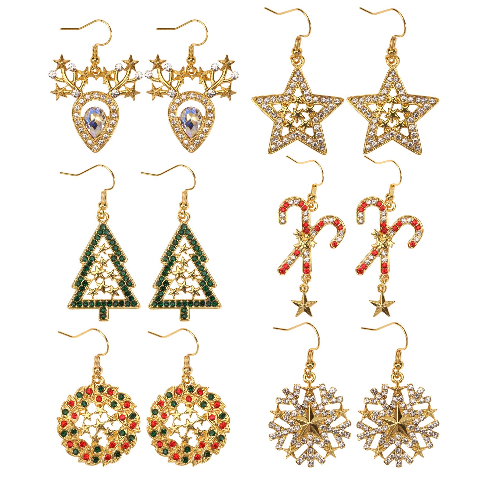 Christmas Earrings - Snowflake - Candy Cane - Reindeer Antler Party Earrings - product image 1
