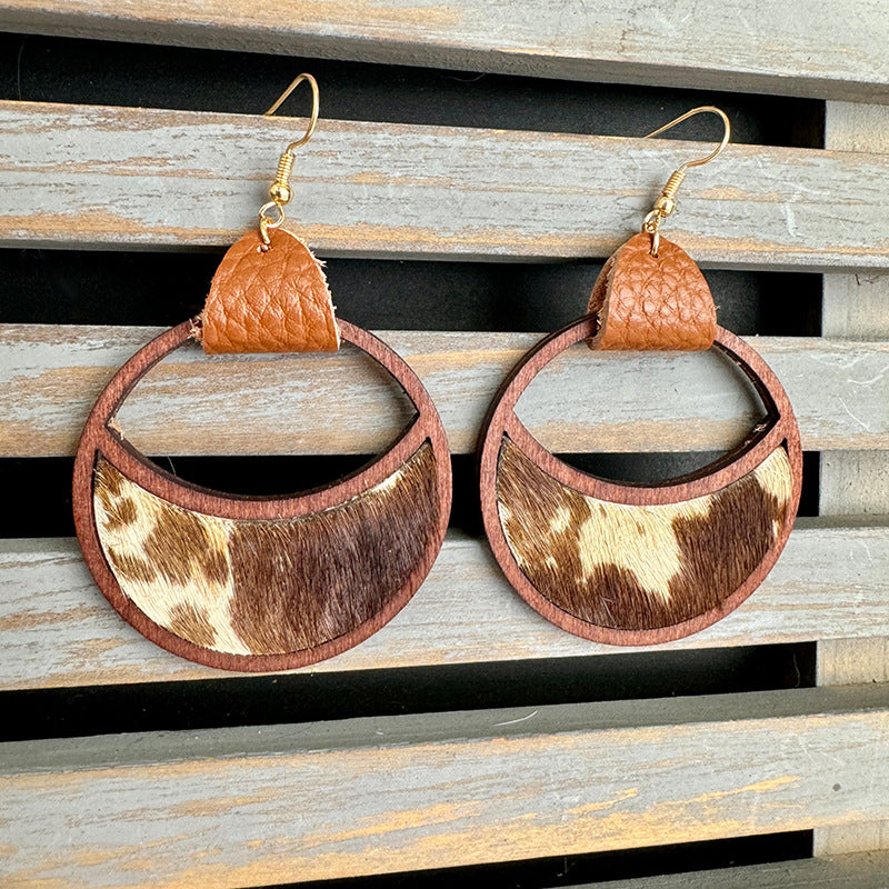 Western Statement Geometric Cross Leather Earrings - product image 7