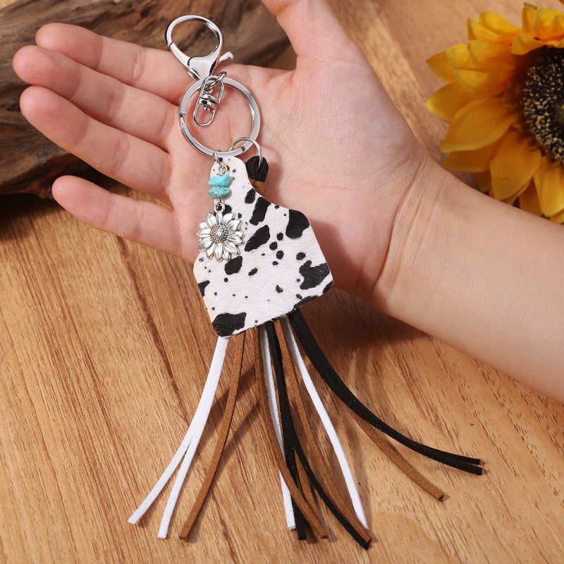 Western Turquoise Vintage Geometric Floral Keychain - product image 2