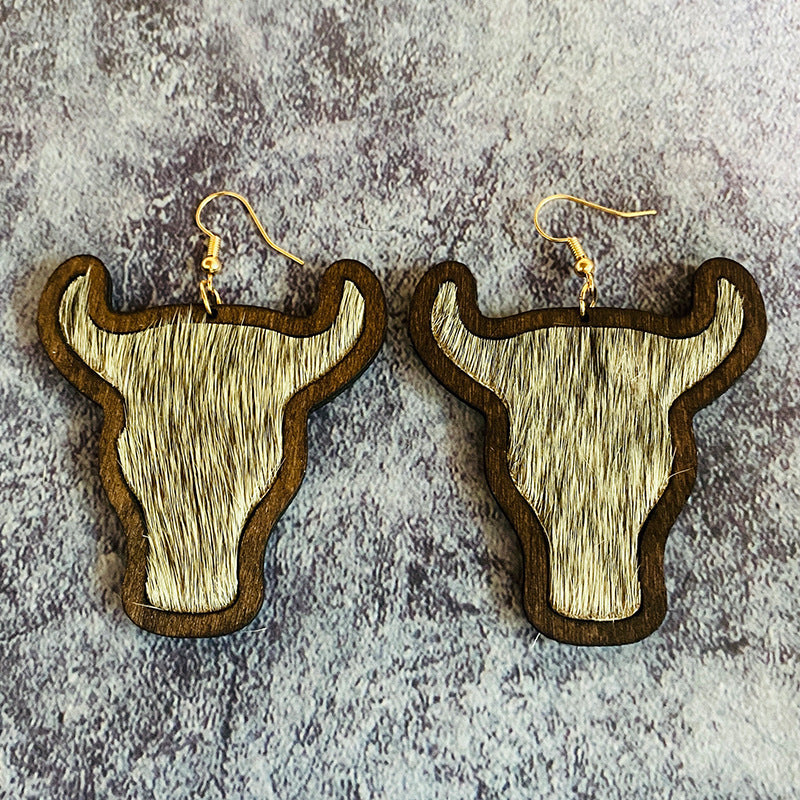 Western Vintage Cow Skull Horse Cross Earrings - product image 13