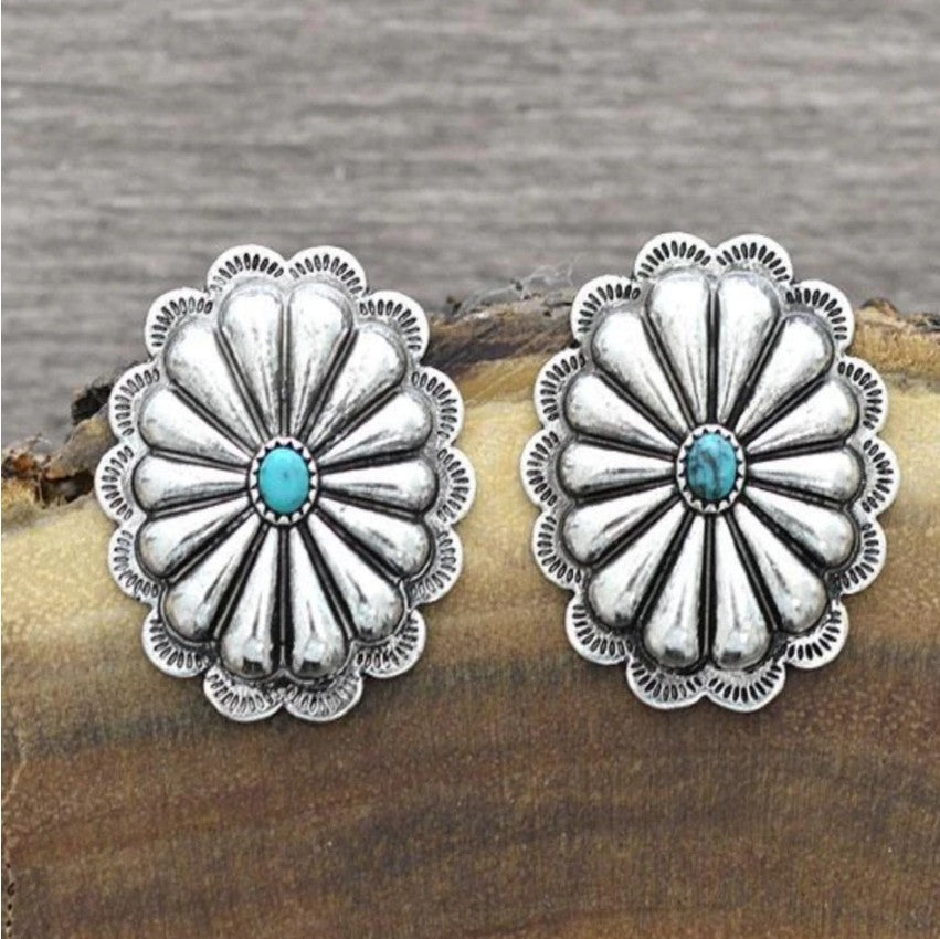 Turquoise Boho Vintage Statement Cross Earrings for Women - product image 6