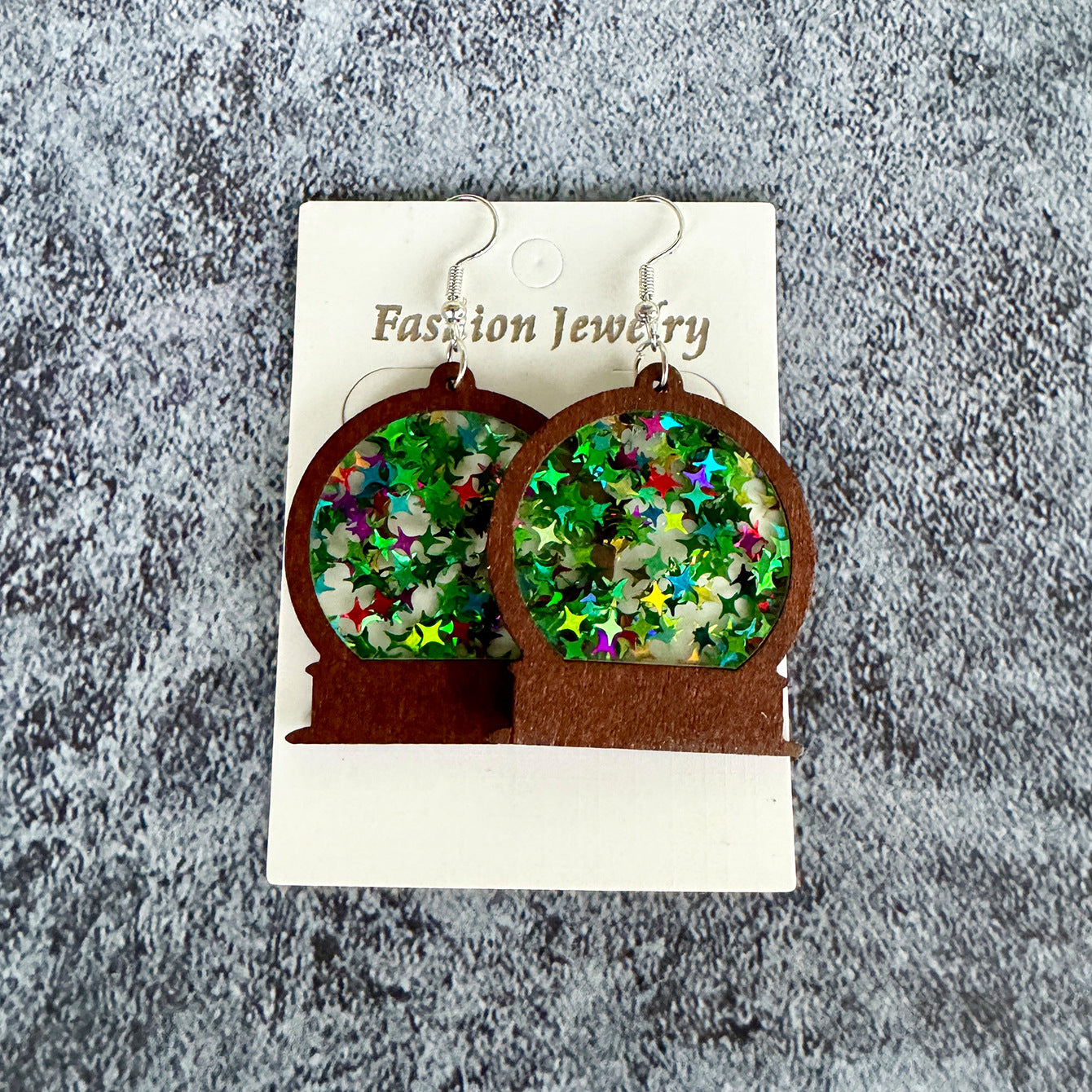 Cross Wood Acrylic Earrings - product image 3
