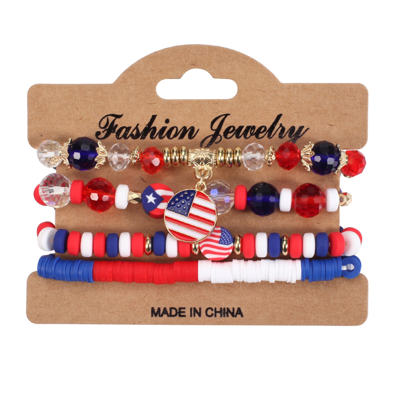 Flag Beaded Crystal Bracelet