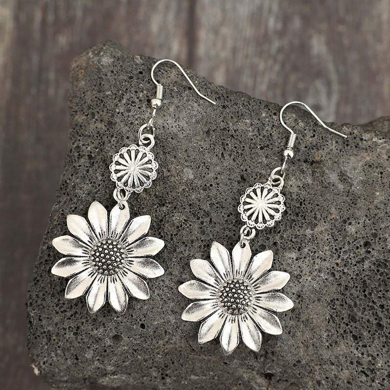 Boho Vintage Floral Cross Earrings for Women