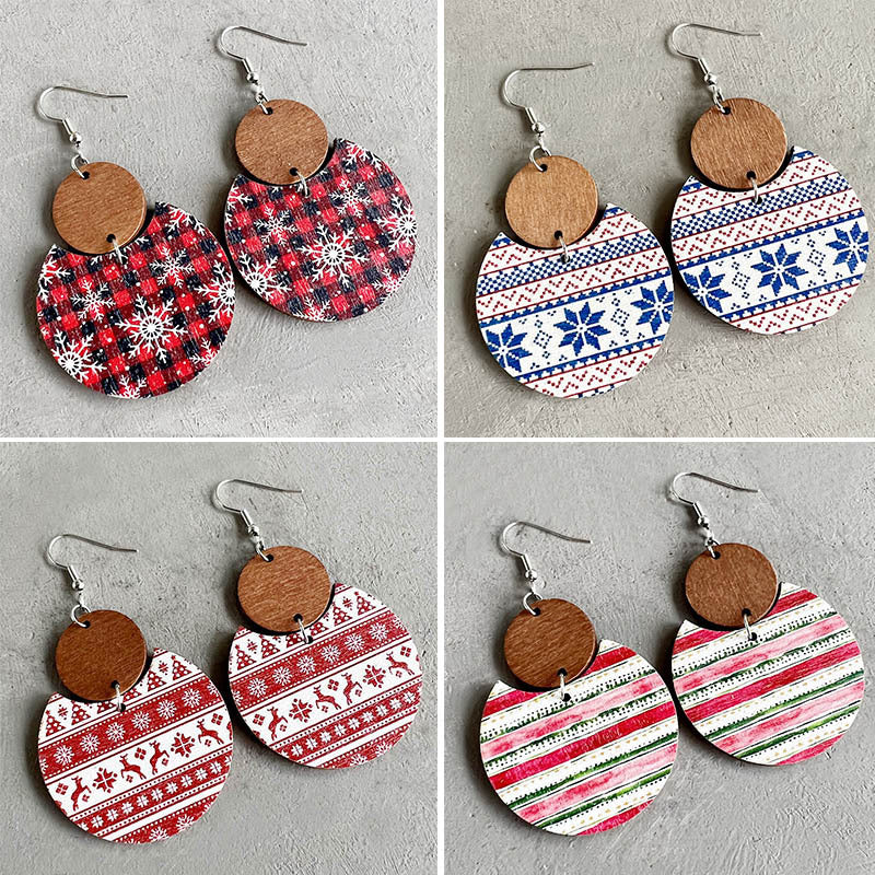 Boho Geometric Cross Wood Earrings - product image 1