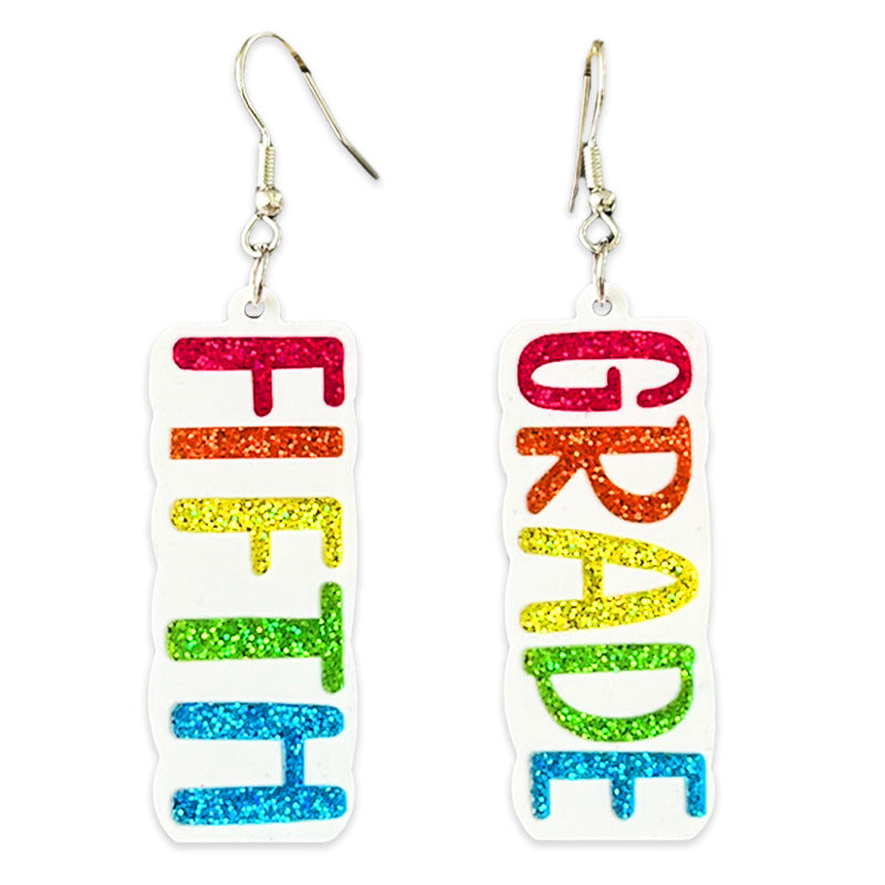 Supply Teacher Student Grade Shiny Text Semester Earrings Colorful Simple - product image 2