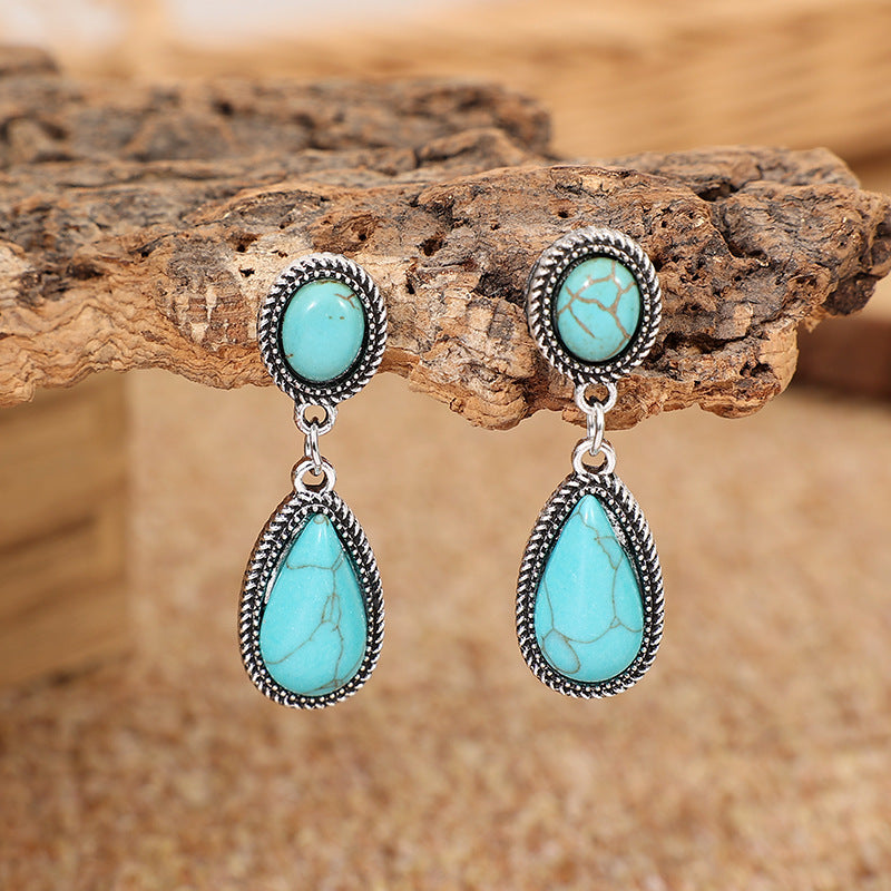 Turquoise Statement Cross Earrings