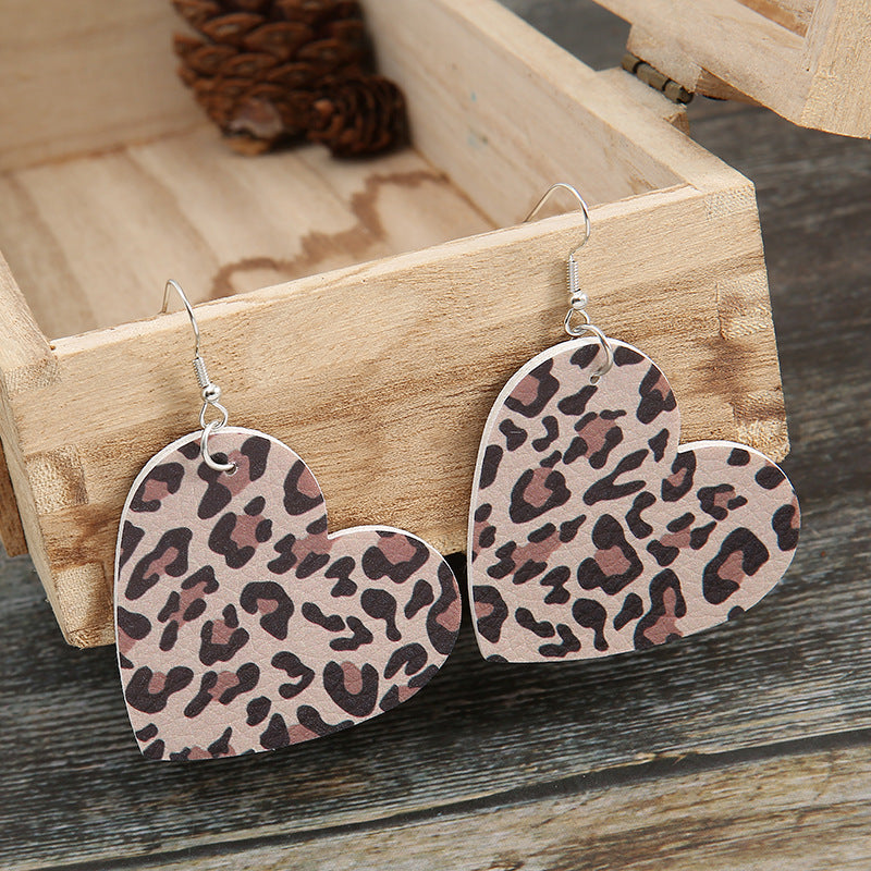 Heart Cross Leather Earrings