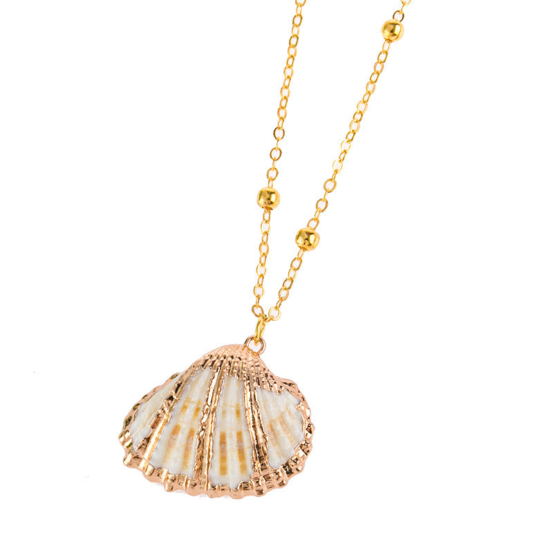 2019aliexpress : Ocean‑style Necklace with Gold‑trimmed Seashells and Conch - product image 8