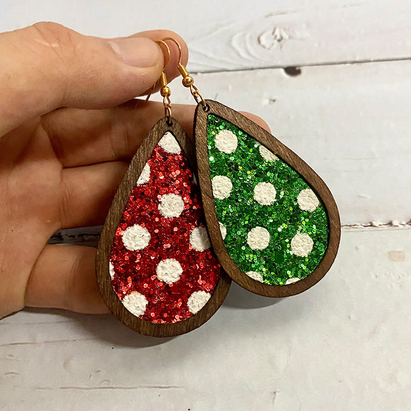 Cross Wood Leather Earrings - product image 1