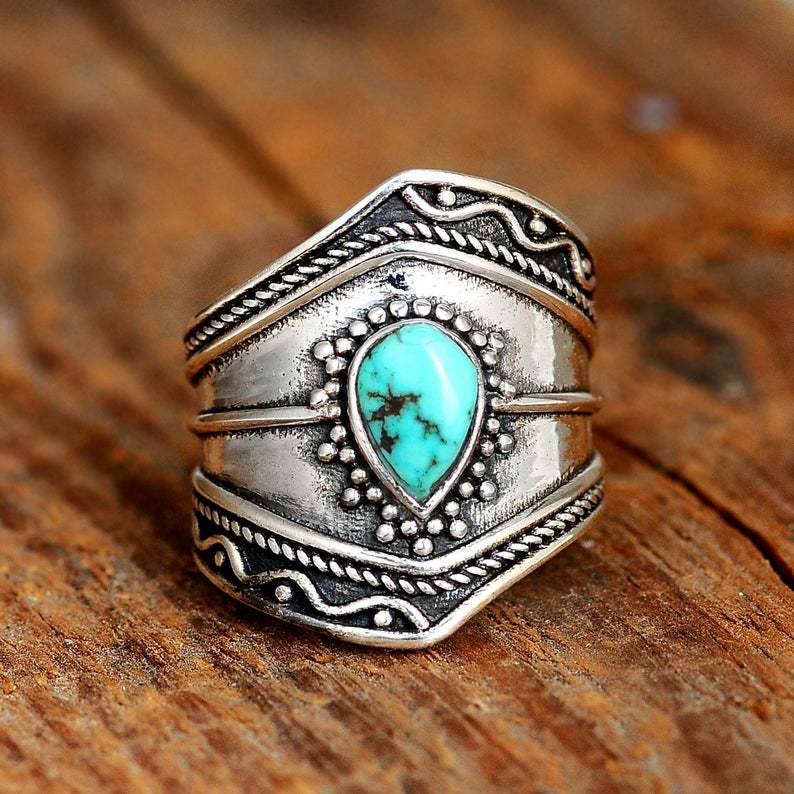 Turquoise Boho Vintage Statement Cross Ring - product image 10