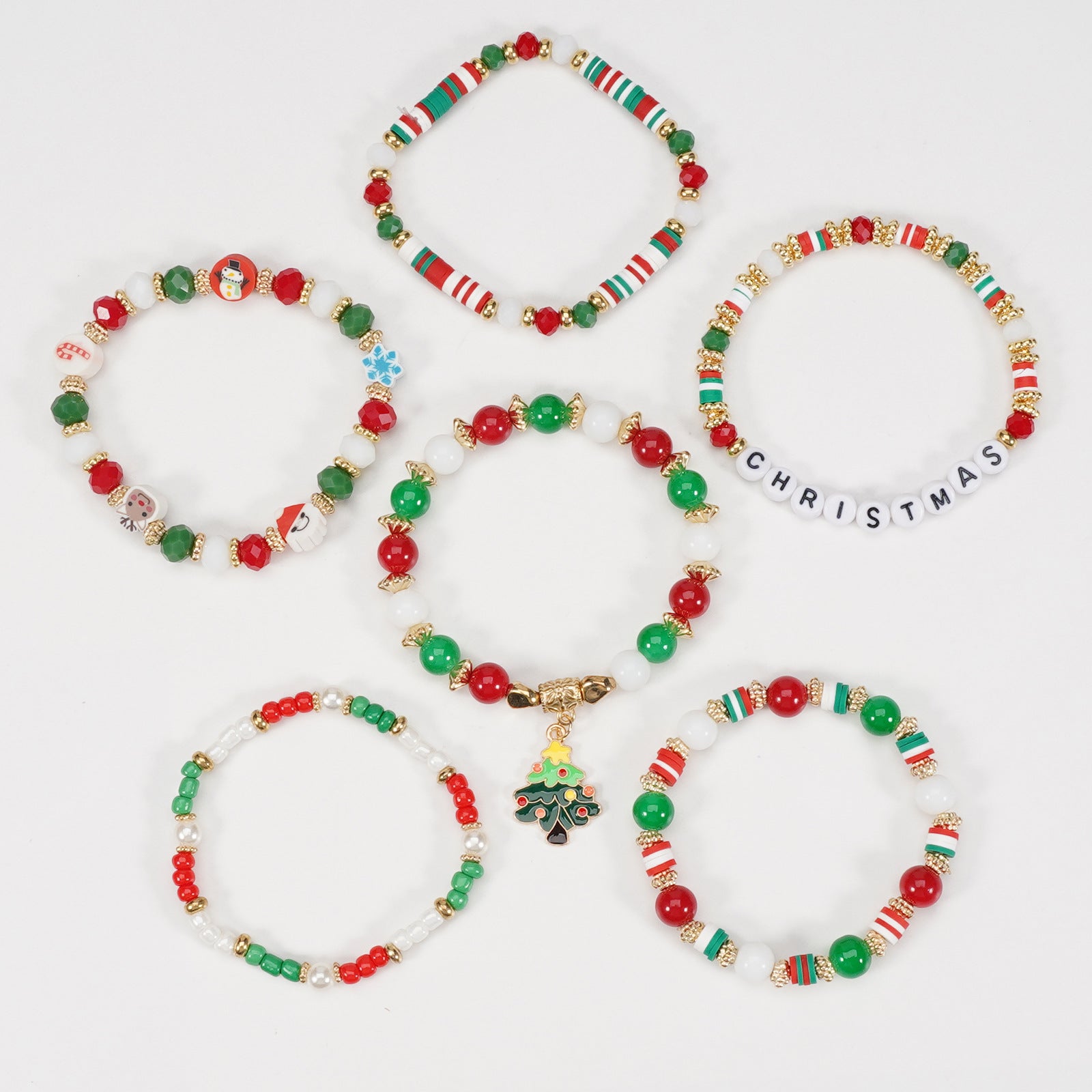 Christmas Bracelet Snowman Handmade Christmas Tree Santa Claus Reindeer