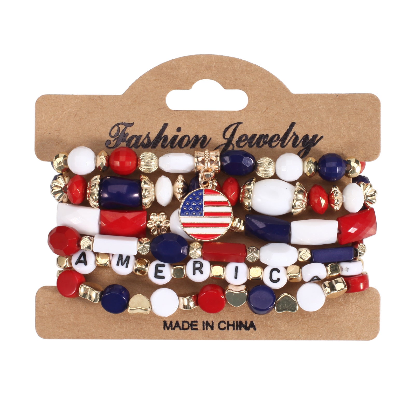 Flag Beaded Crystal Bracelet