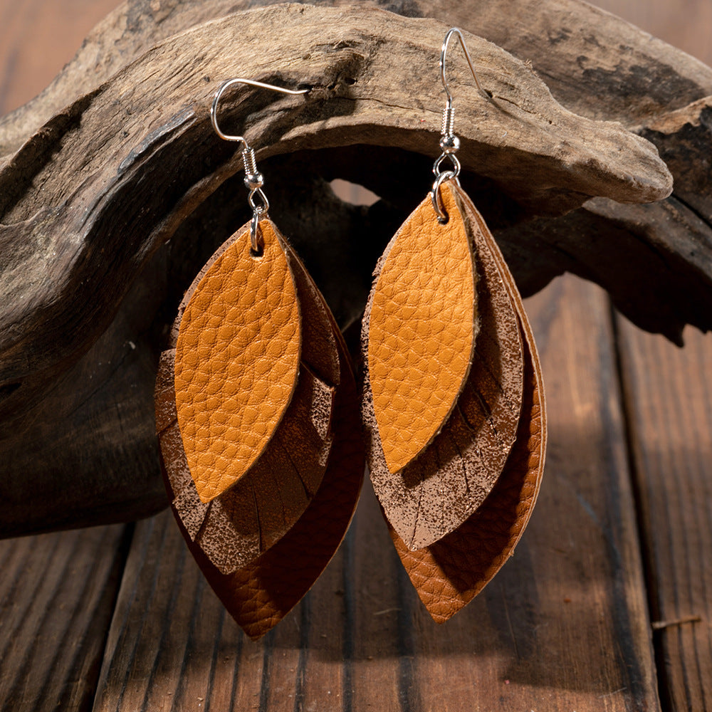 Cross Leather Earrings