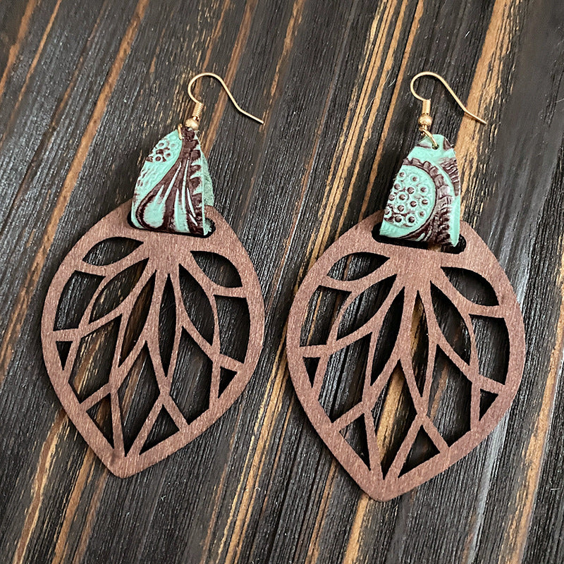 Vintage Statement Cross Wood Earrings - product image 11