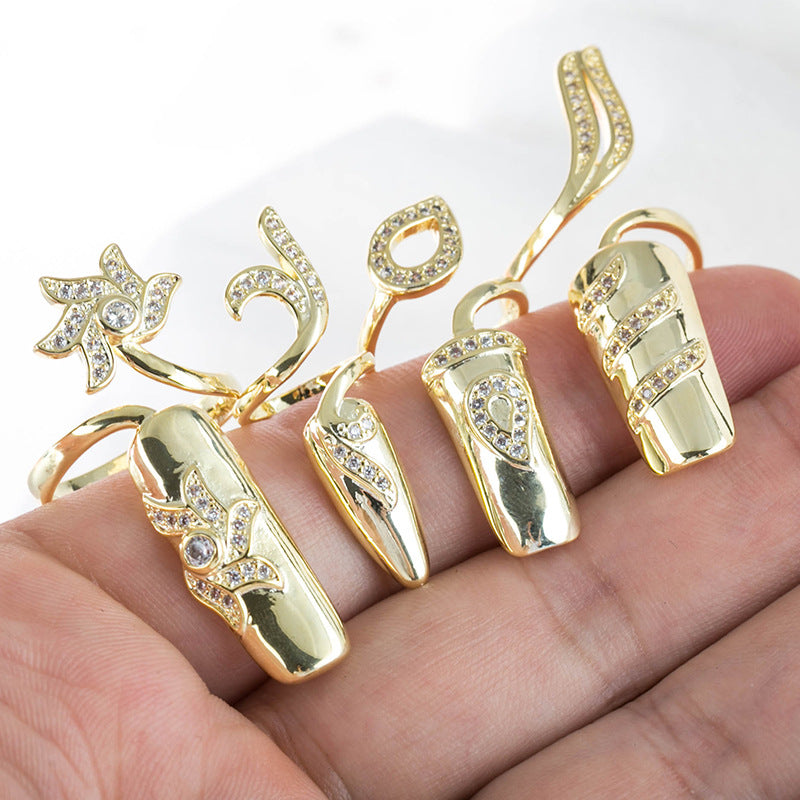 Personalized Fashion Creative Open Design Women's Ring-shaped Nail Rings with