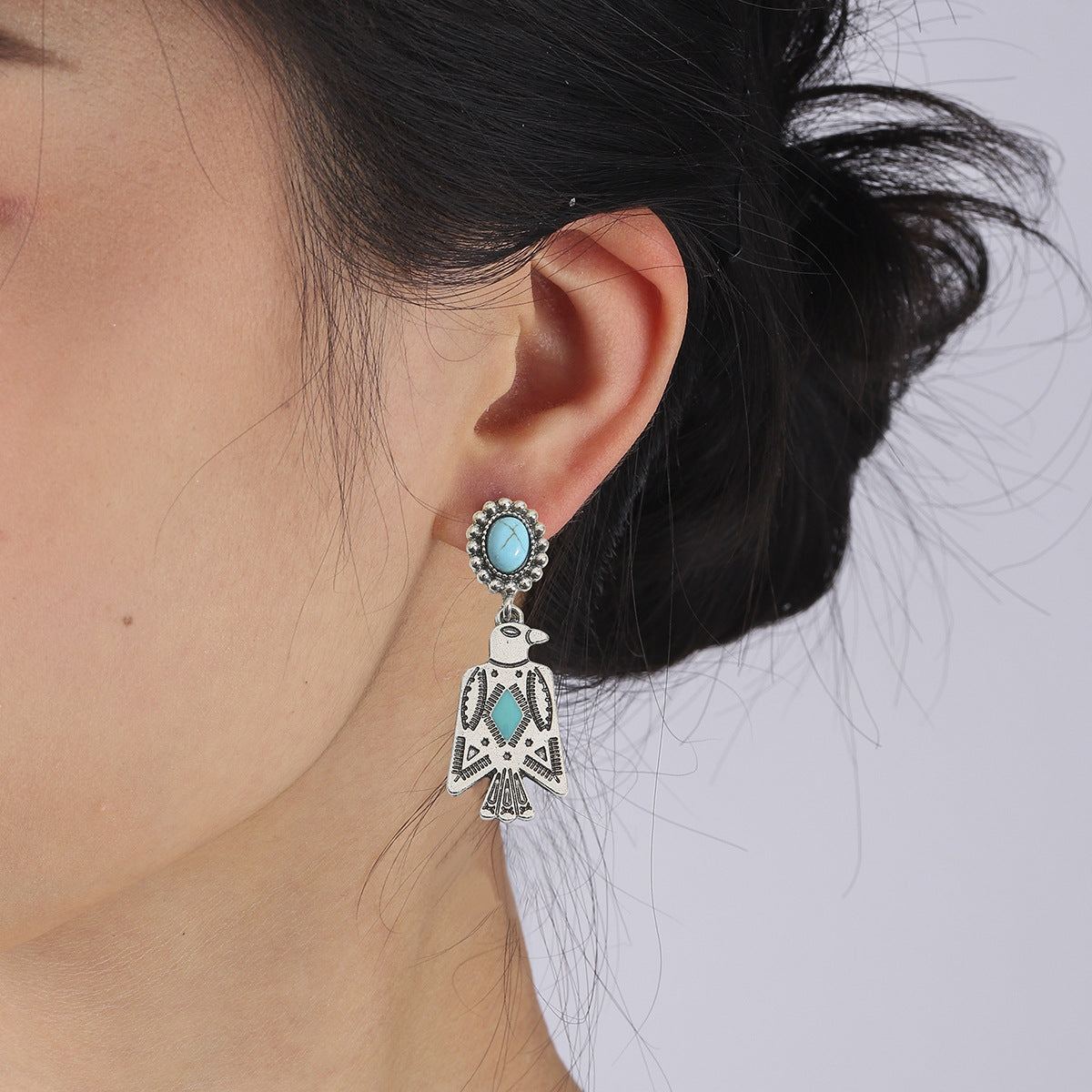Turquoise Boho Vintage Cross Earrings - product image 4