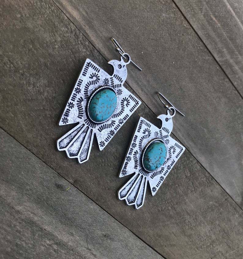 Turquoise Boho Vintage Statement Earrings - product image 5