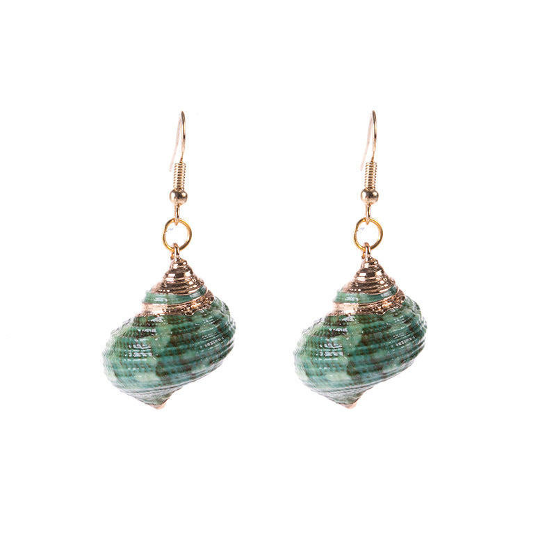 2019aliexpress's Gold-rimmed Ocean-style Conch and Shell Earrings Are - product image 2
