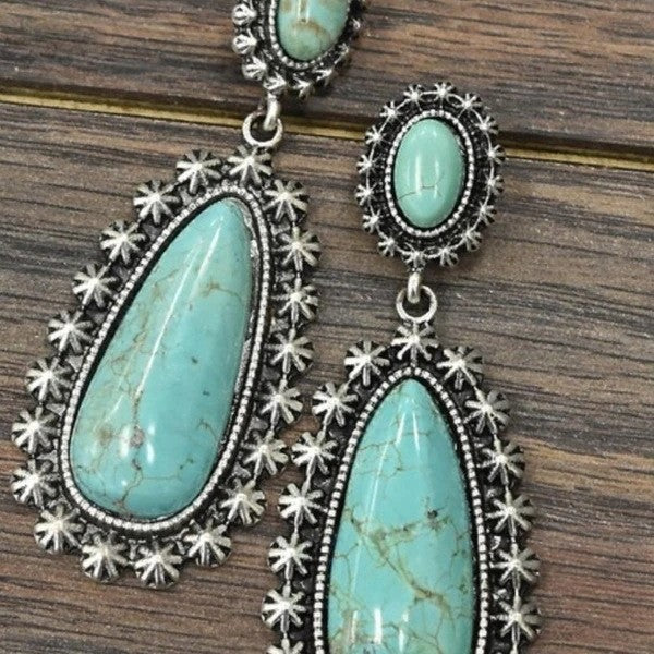 Turquoise Statement Cross Earrings - product image 3