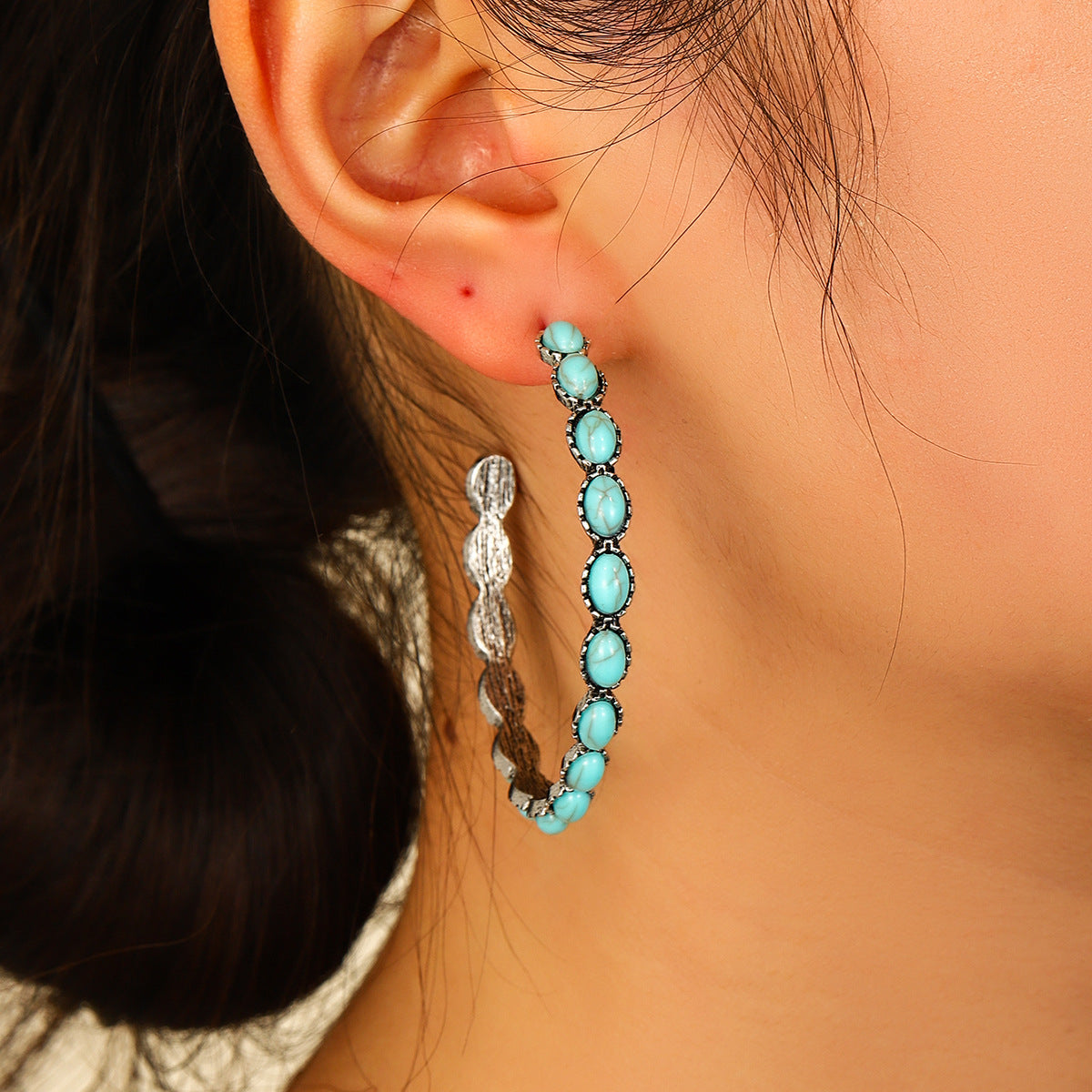 Western Turquoise Vintage Cross Earrings - product image 5