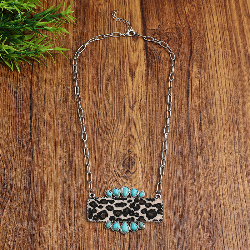 Turquoise Boho Vintage Geometric Necklace - product image 9