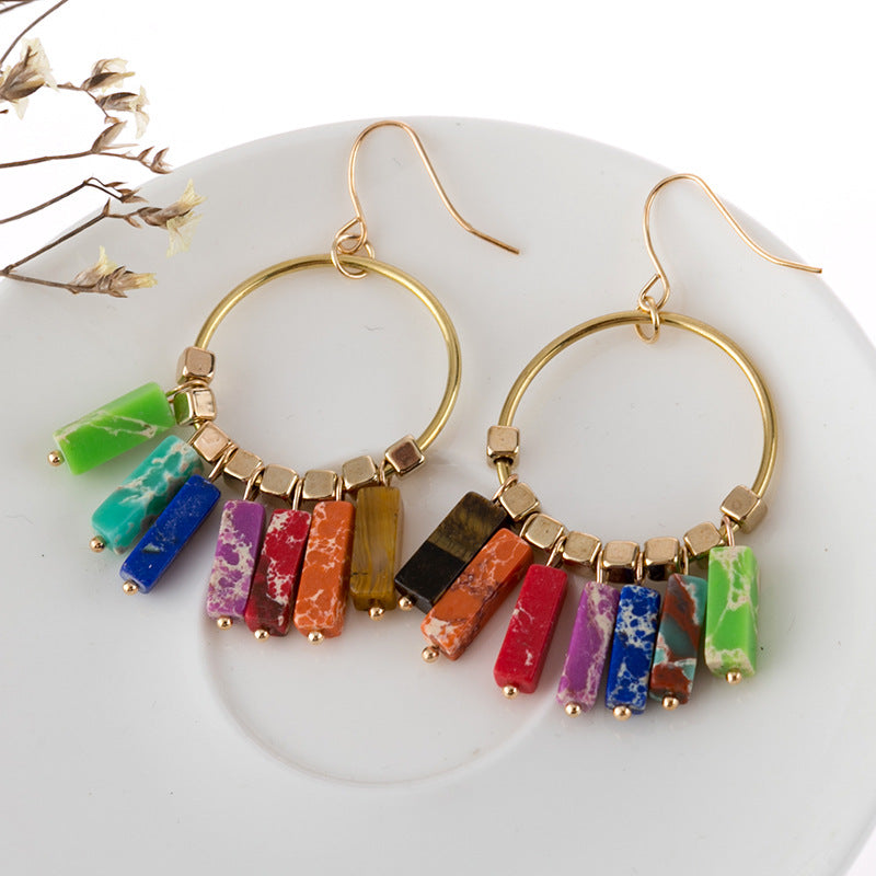 Turquoise Boho Statement Cross Earrings for Women - product image 2