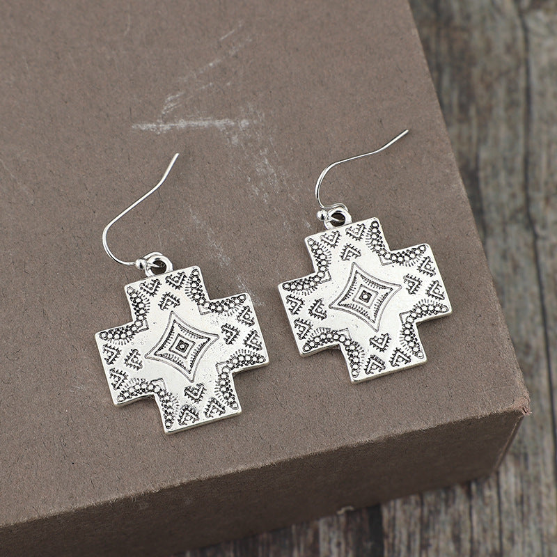 Boho Vintage Cross Earrings
