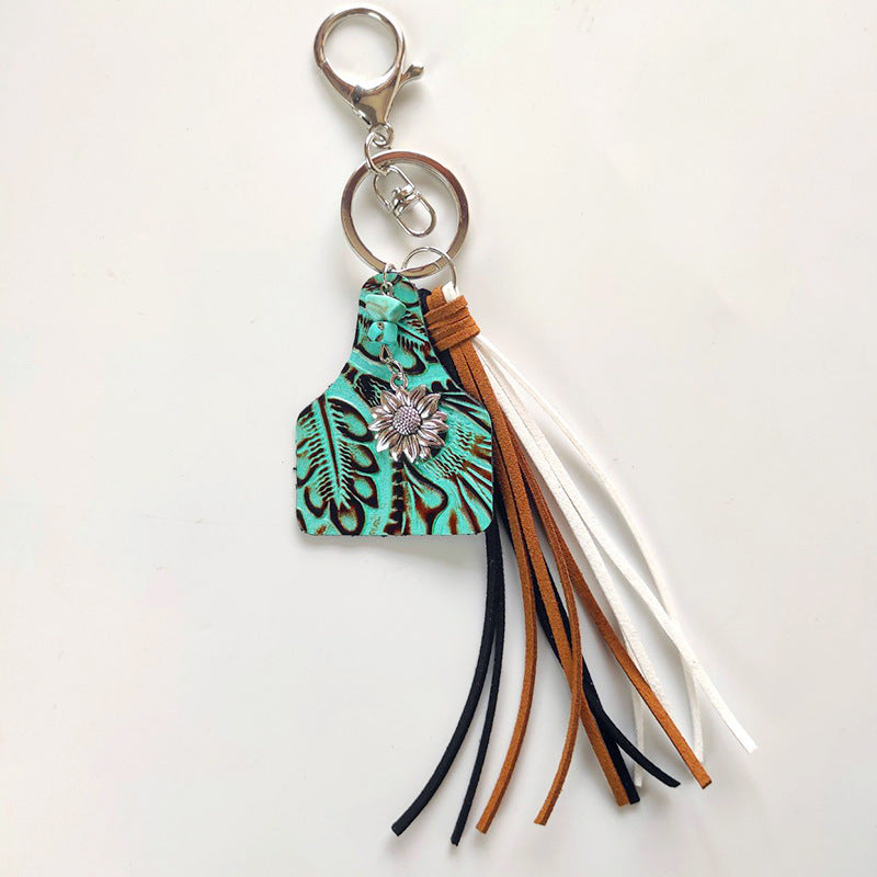 Western Turquoise Vintage Geometric Floral Keychain - product image 22