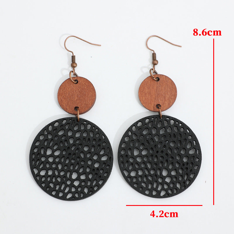 Boho Vintage Cross Wood Earrings