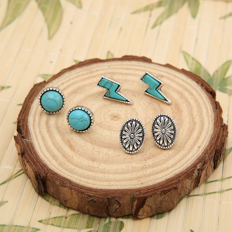 Turquoise Boho Floral Cross Jewelry Set