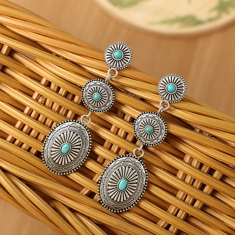 Turquoise Vintage Floral Cross Earrings - product image 5