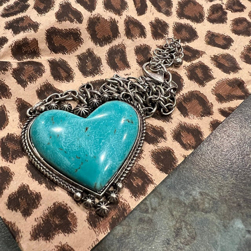 Western Turquoise Statement Heart Necklace - product image 2