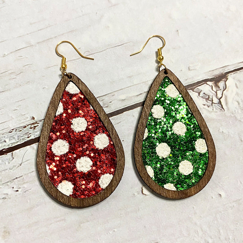 Cross Wood Leather Earrings - product image 3